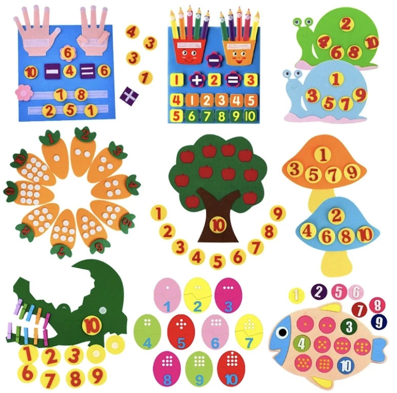 Montessori Hands-on Math Teaching Aids To Learn using Felt