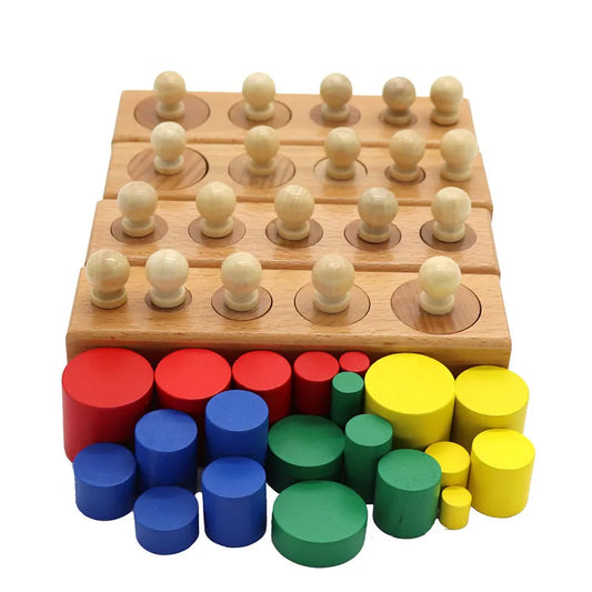 Montessori  Colourful Wooden Socket Cylinder Block Set