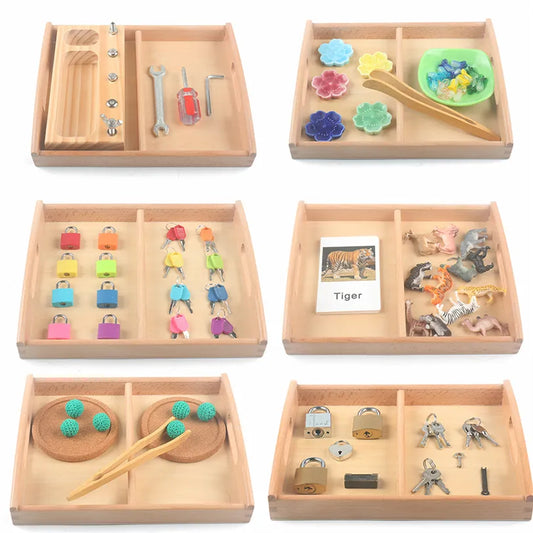 Montessori Wooden Tray, Furniture Educational Material