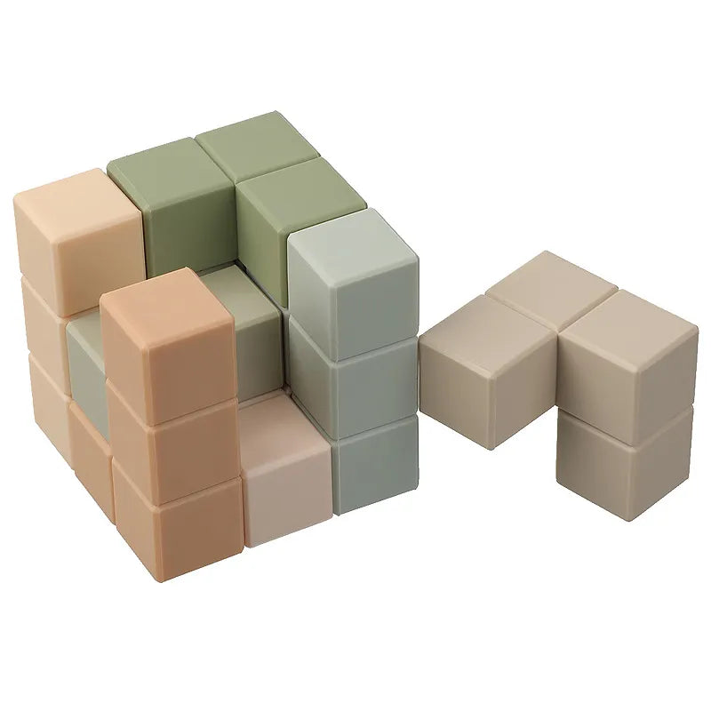 1Set Soft  Silicone Stacking Blocks Baby