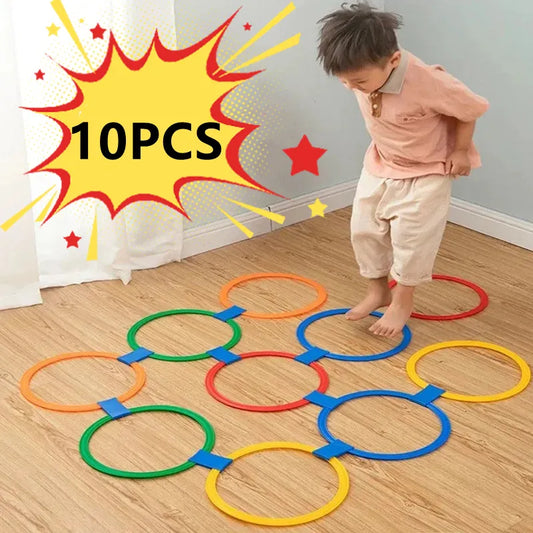 New Outdoor Children's  Jump Ring Set Game of 10 Hoops