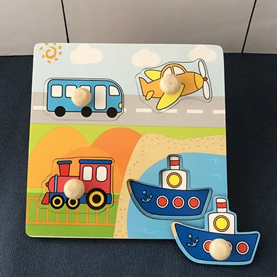 Wooden Montessori Puzzle, 3D Cartoon Animals