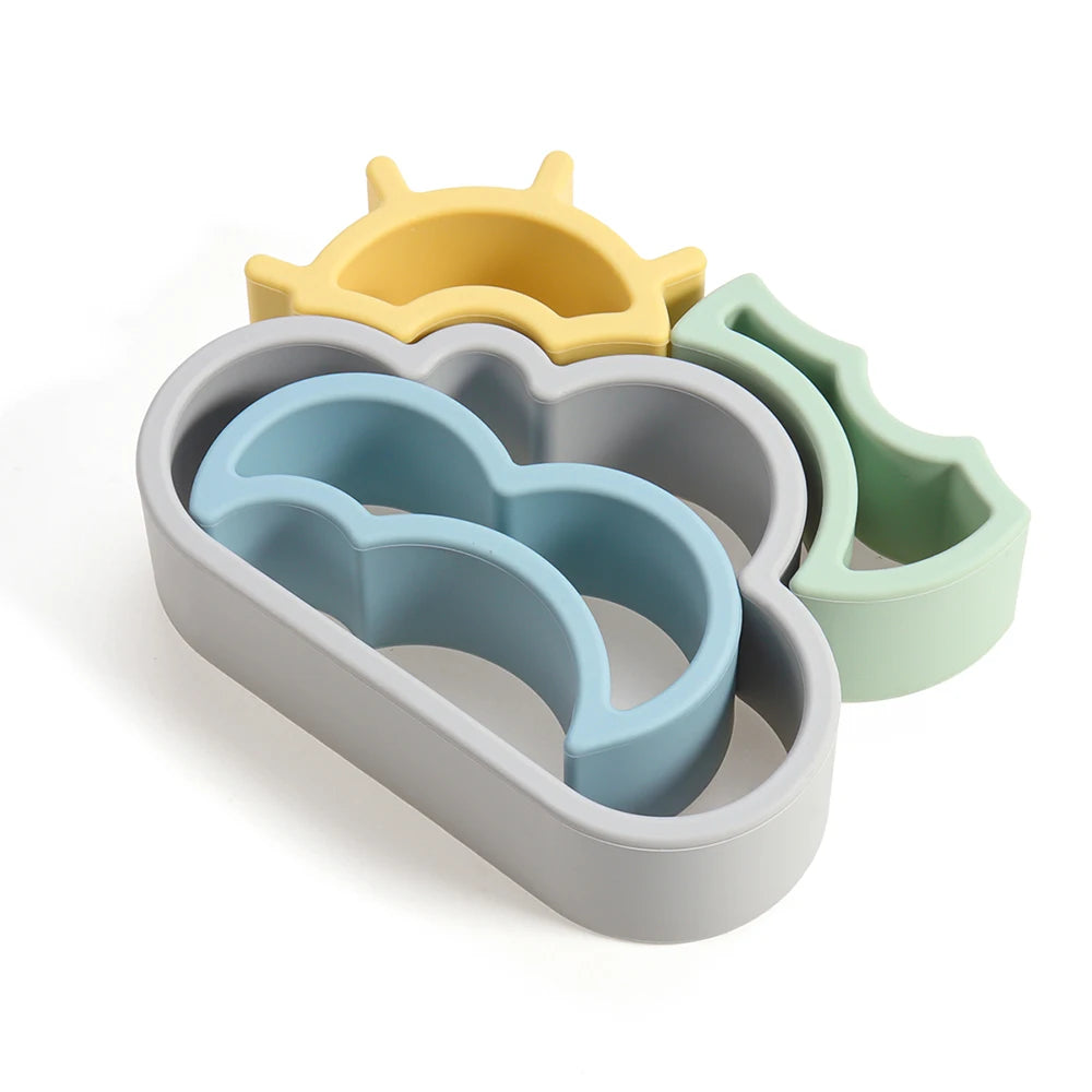 1Set Soft  Silicone Stacking Blocks Baby