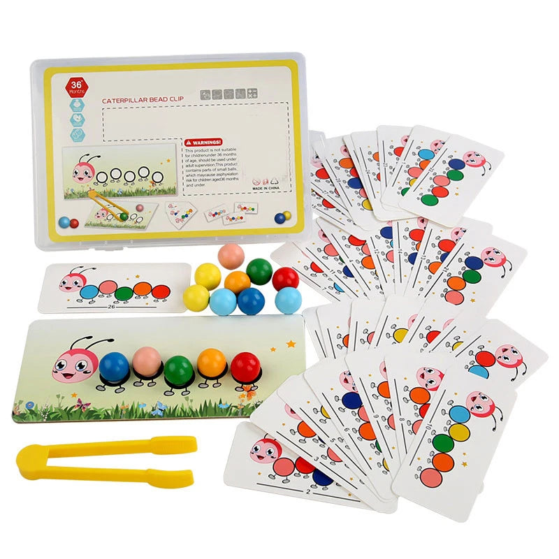 Wooden Clip Beads, Colour Matching Learning Set