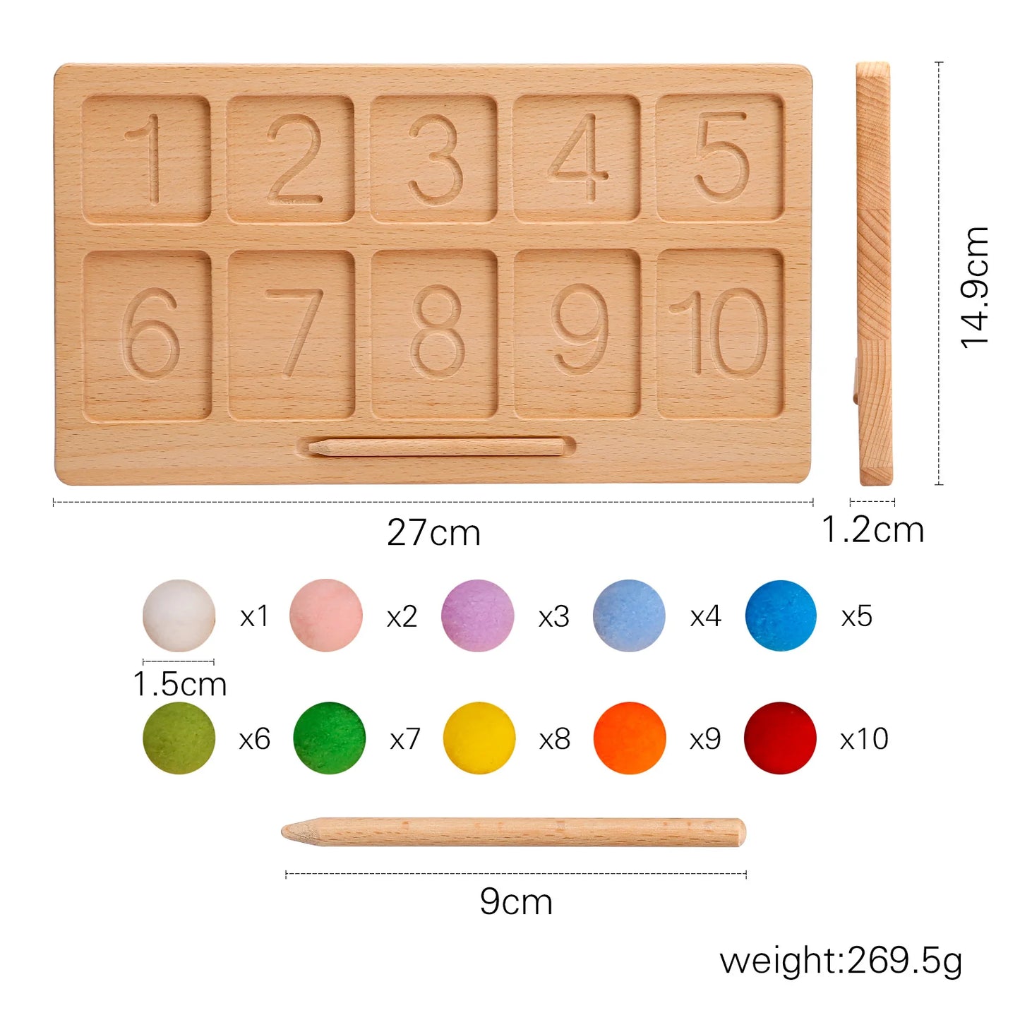 Montessori Counting Board Wooden Game