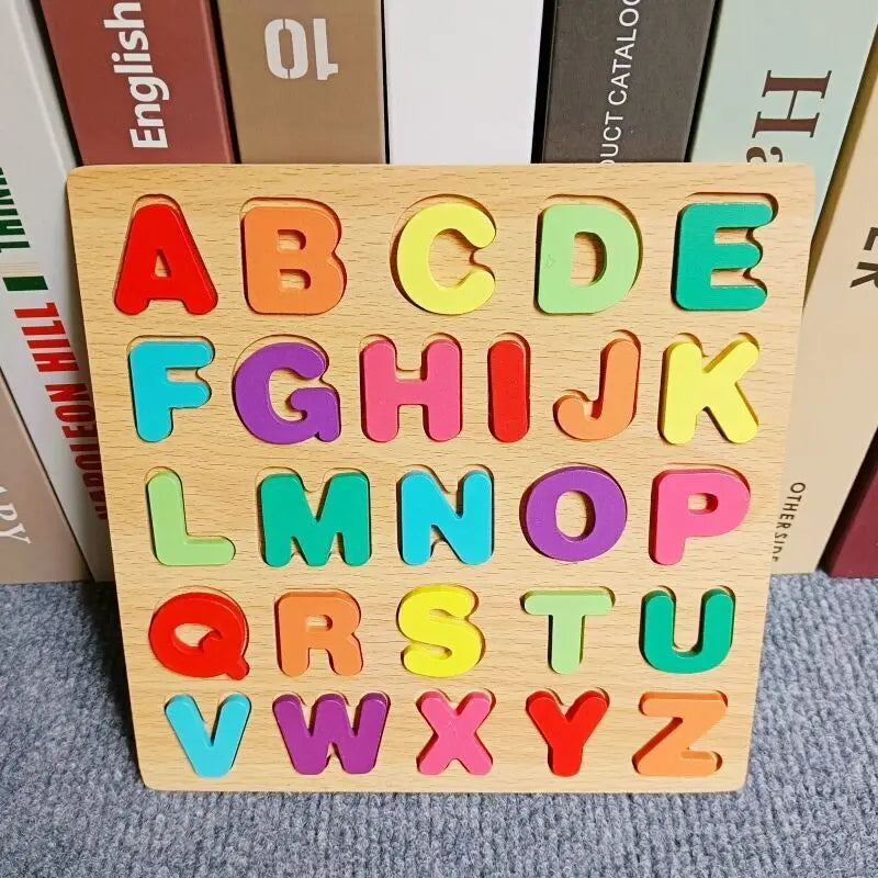 Wooden Puzzle Montessori - Alphabet Number, Shape and Matching