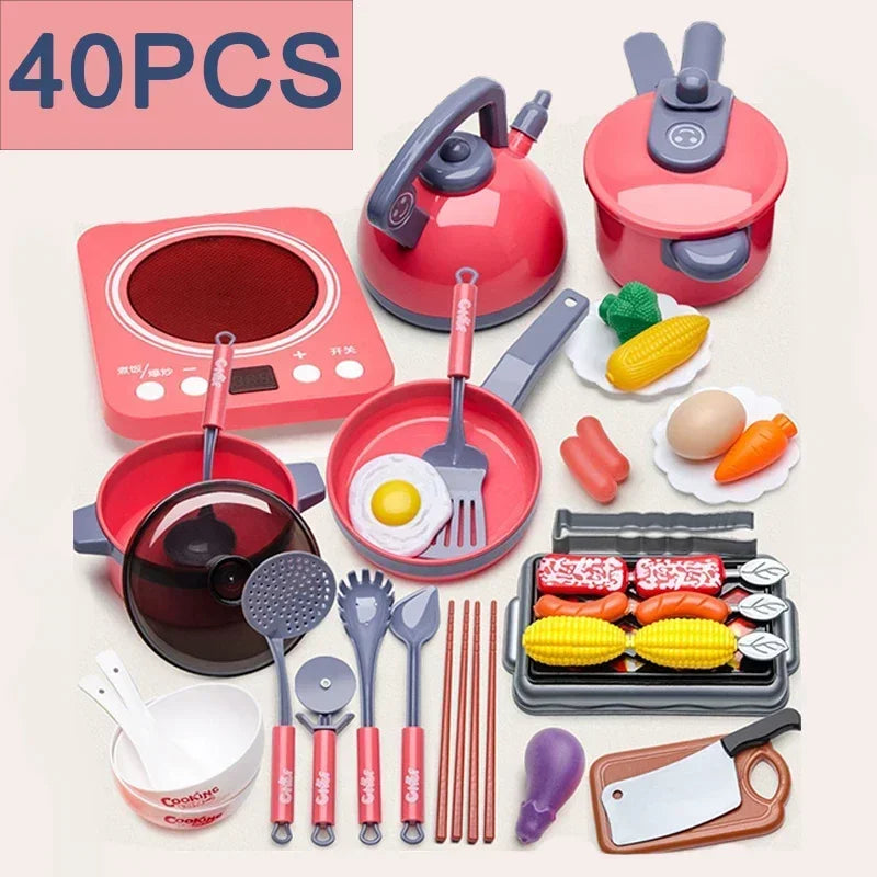 Pretend Play Pot Utensils Set Toys Dishwasher with Induction Cooker Rice  Bowls Chopsticks Kitchen  Toy Gifts for Kids