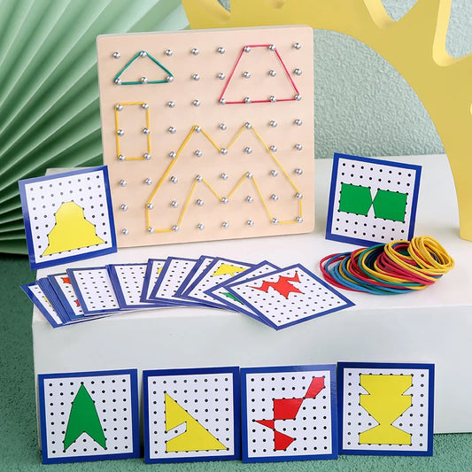 Montessori Creative  Rubber Tie Nail Boards with Cards