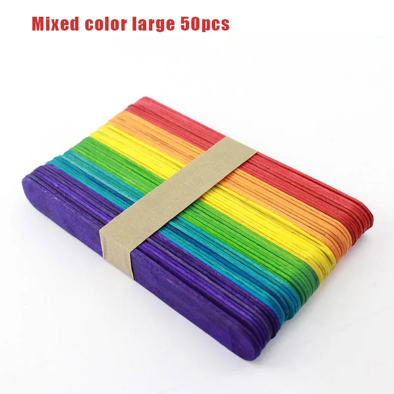 50Pcs Wooden Popsicle Sticks Natural Wood