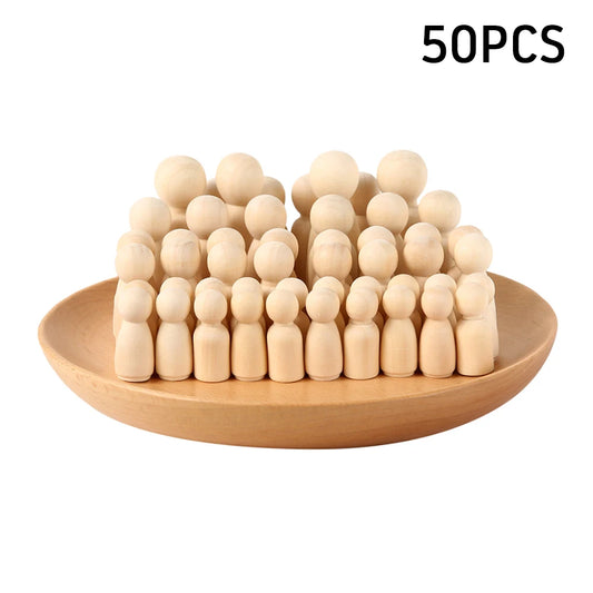 50 Pcs Unfinished Wooden Peg Doll