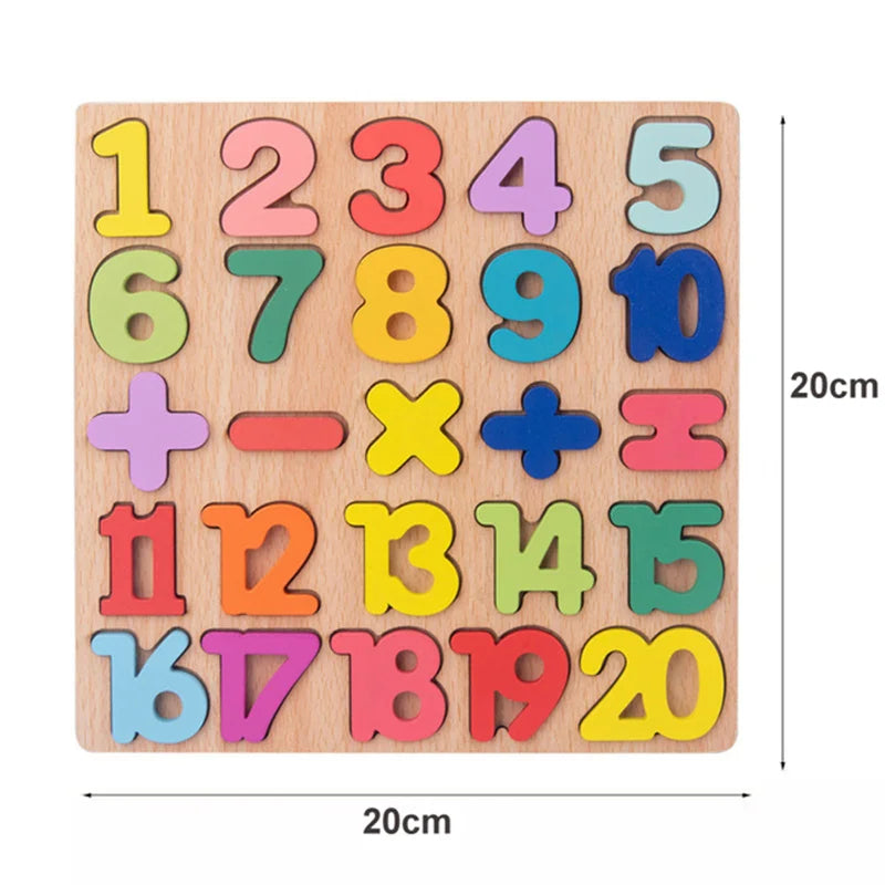 Wooden Montessori Puzzle, 3D Cartoon Animals