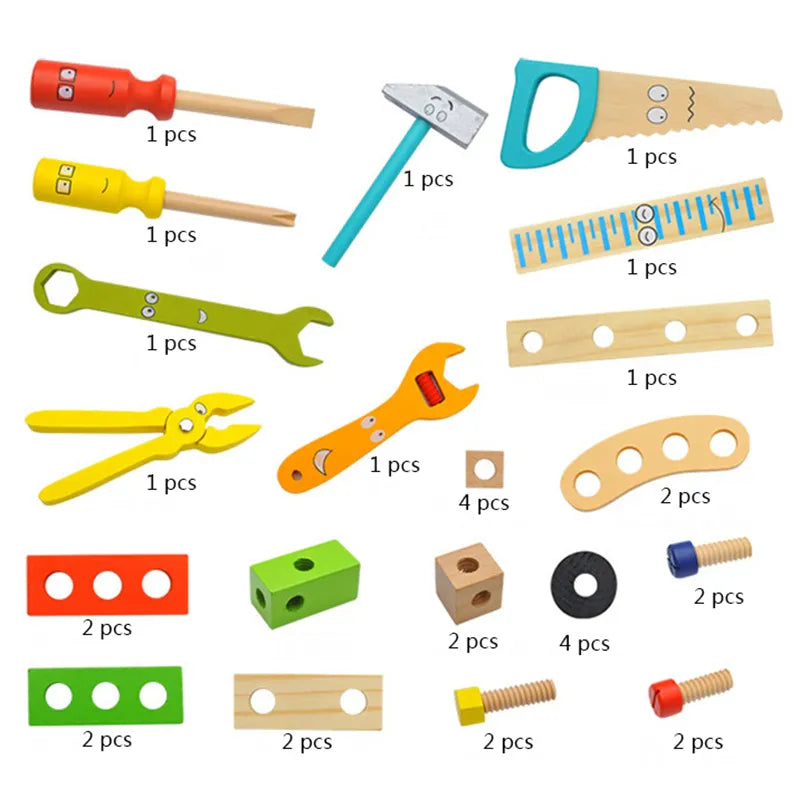 Montessori - Plastic and Wooden Toolbox and Carpenters Tools