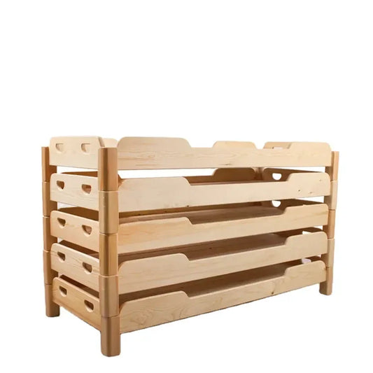 Custom Cot Stackable Nap Beds Montessori Wooden Kids Single Bed Kindergarten For Daycare Furniture