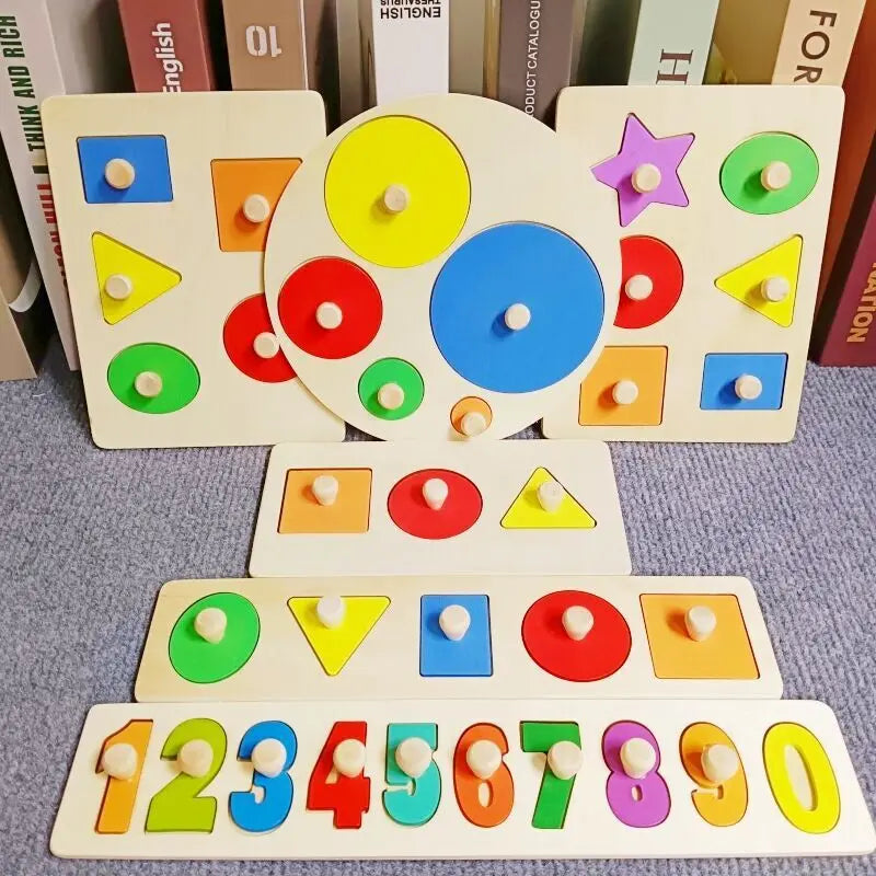 Wooden Puzzle Montessori - Alphabet Number, Shape and Matching