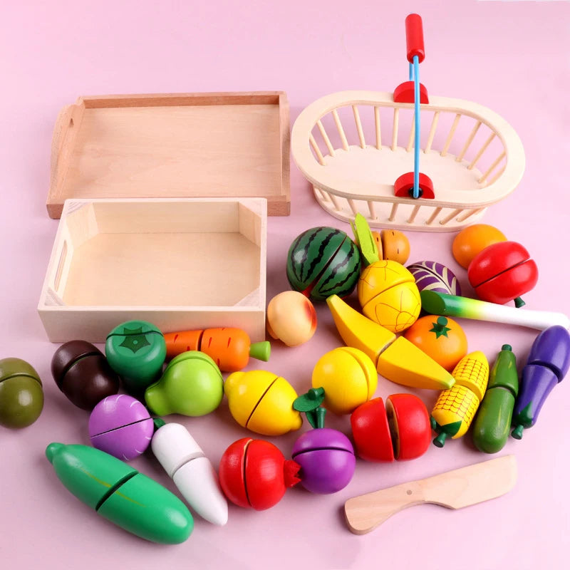 1Pcs Fruit Cutting Educational Toys, Wooden