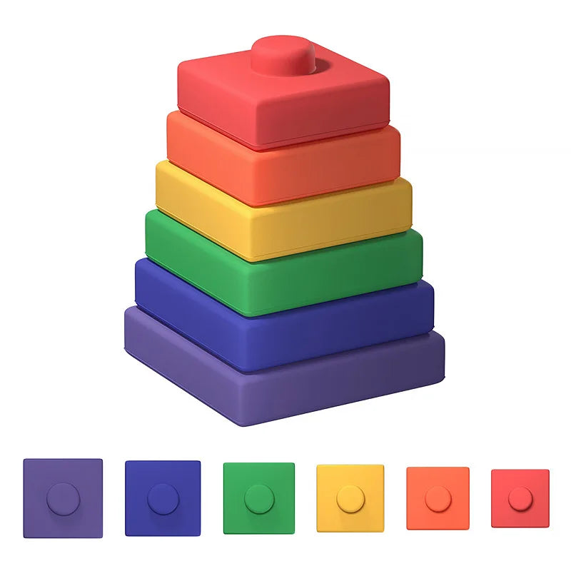 1Set Soft  Silicone Stacking Blocks Baby